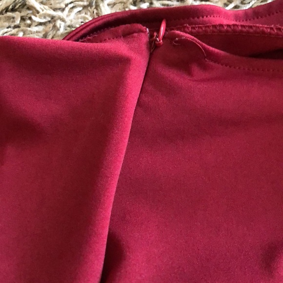 Brick red vintage inspired skirt with cinch front and decorative buttons XXL - Picture 4 of 8